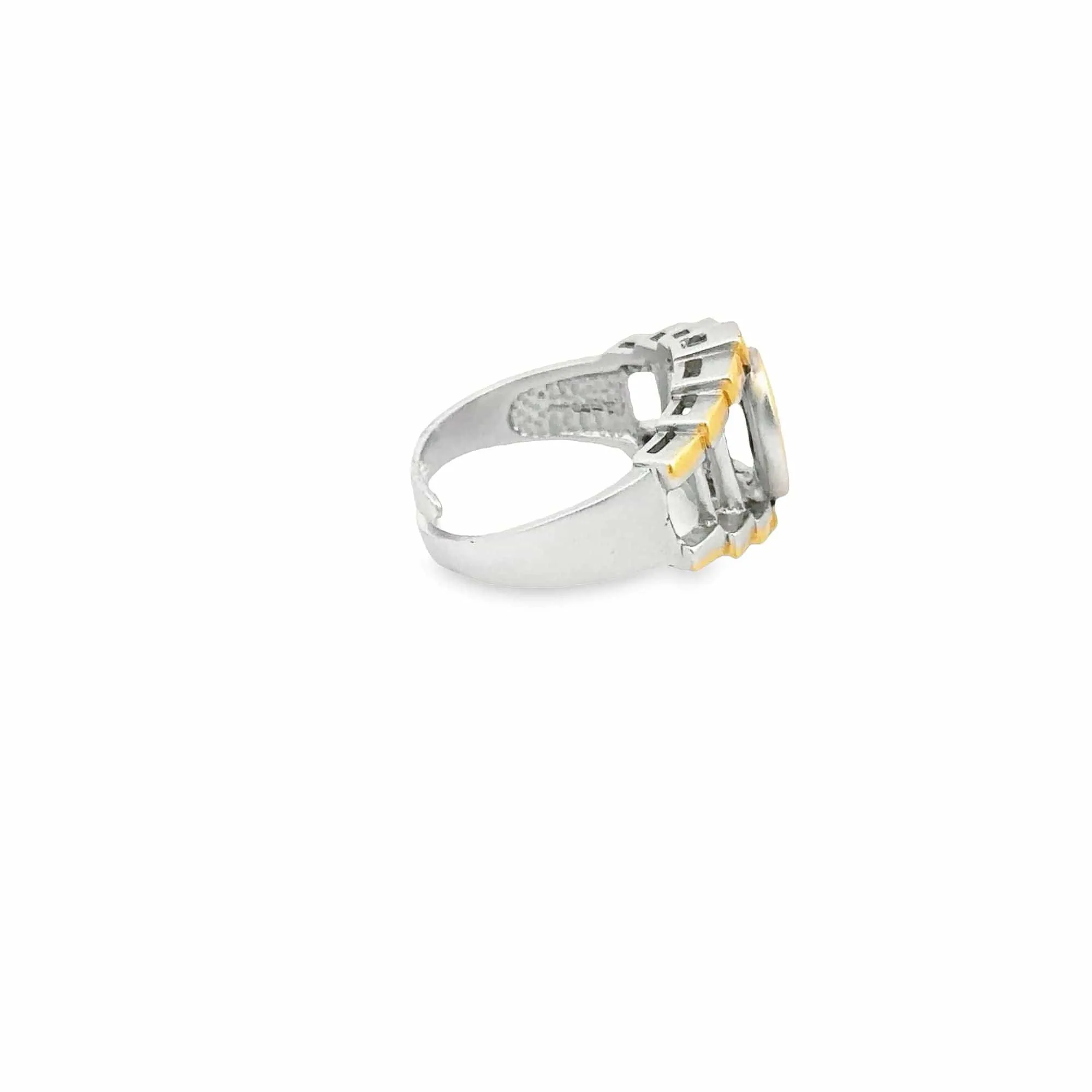 Baikalla Antique Natural Opal Sterling Silver Gold Plated Two Tone Ring