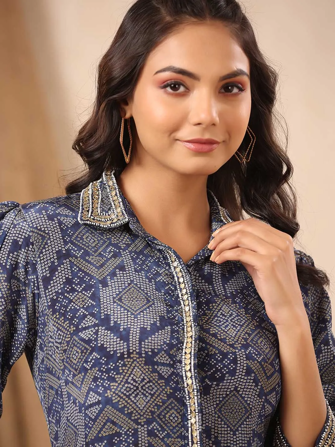 Bandhani Printed Crepe Kurti With Pants