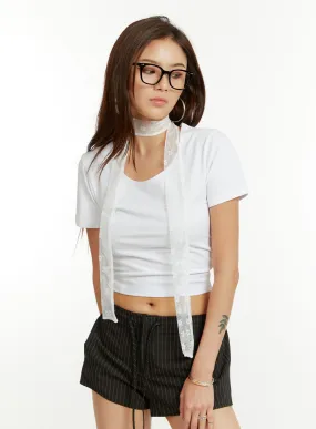 Basic Cotton Round Neck Crop Tee CU421