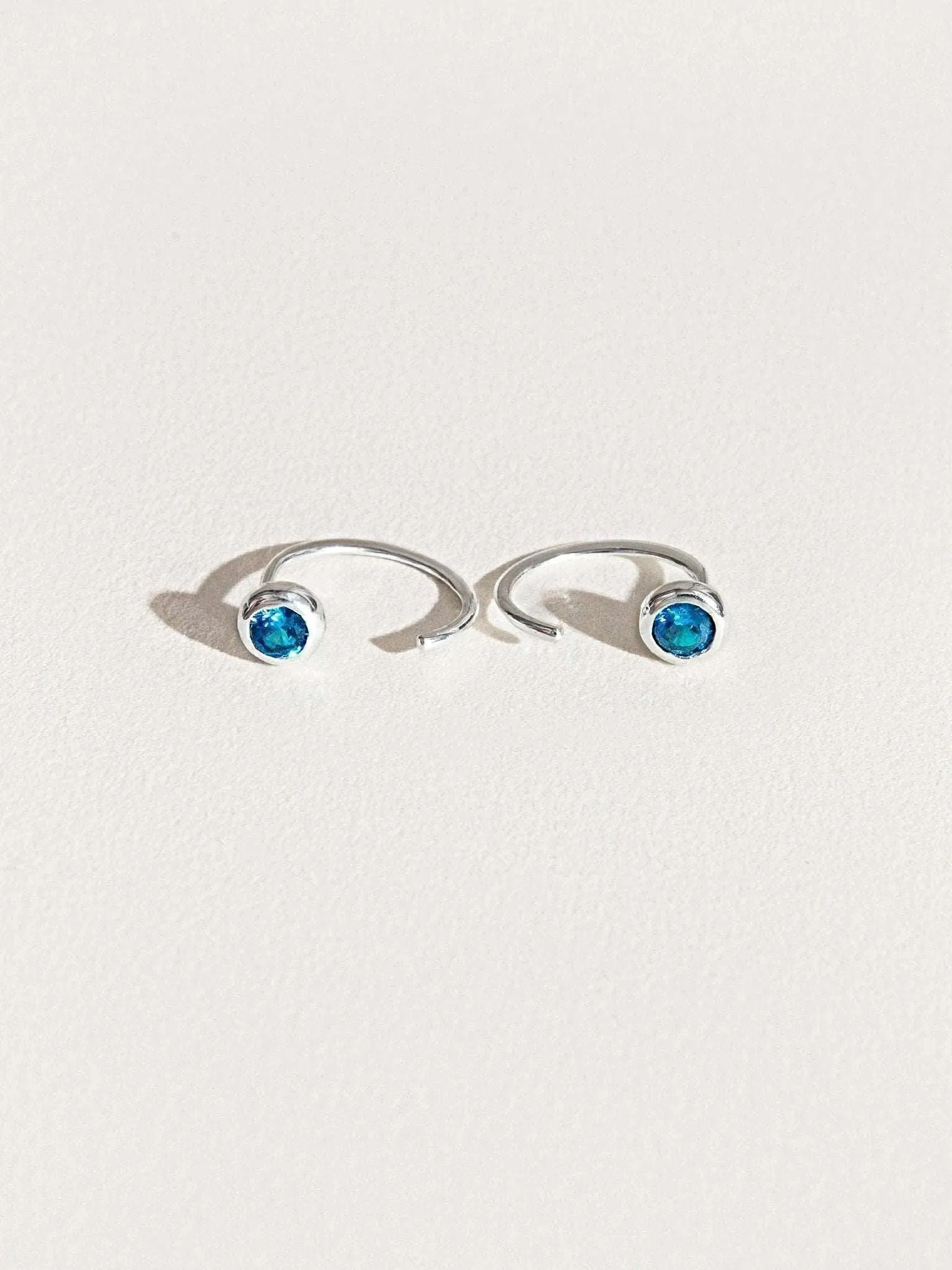 Blue Topaz Huggie Hoop Earrings