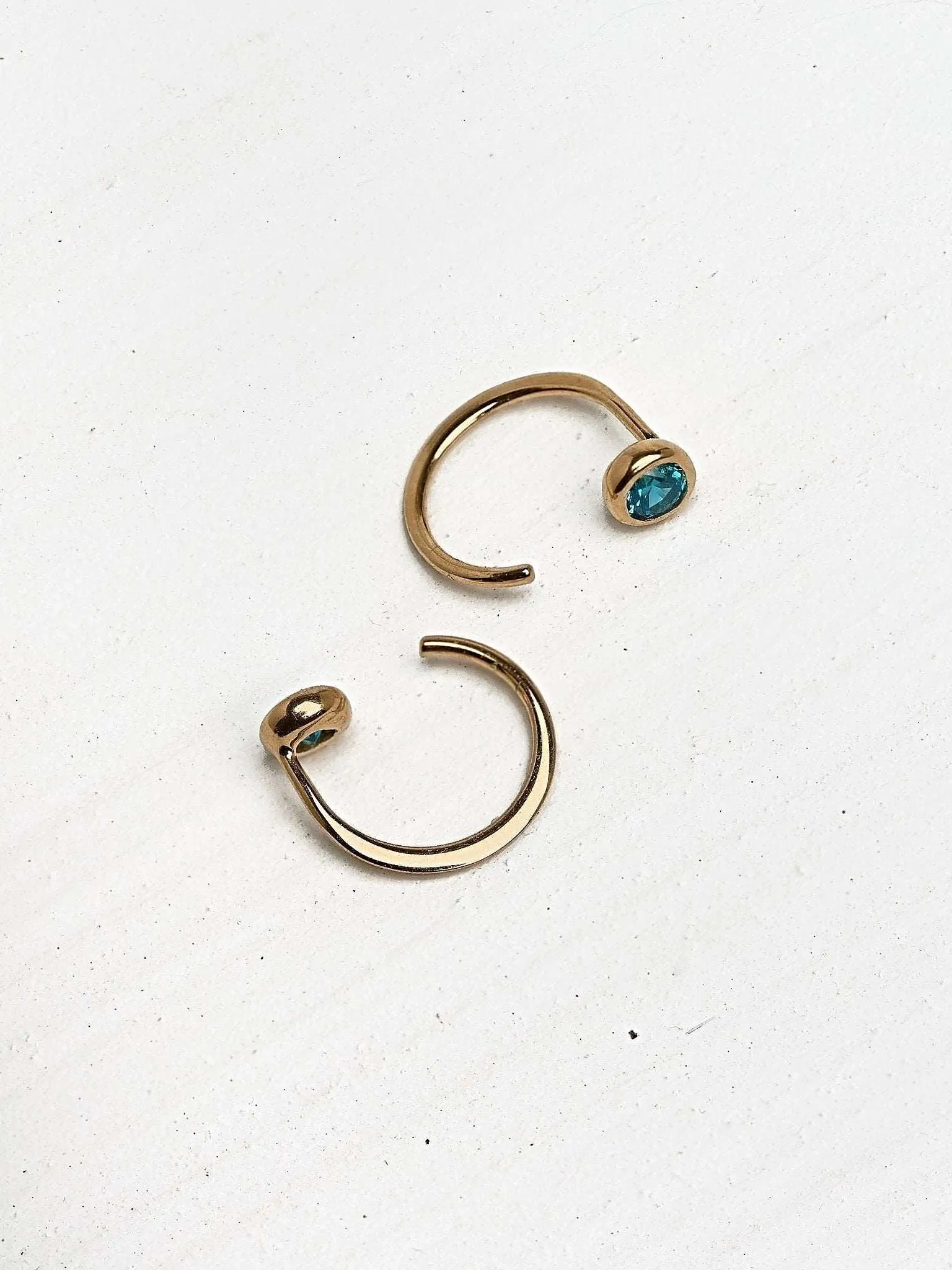 Blue Topaz Huggie Hoop Earrings