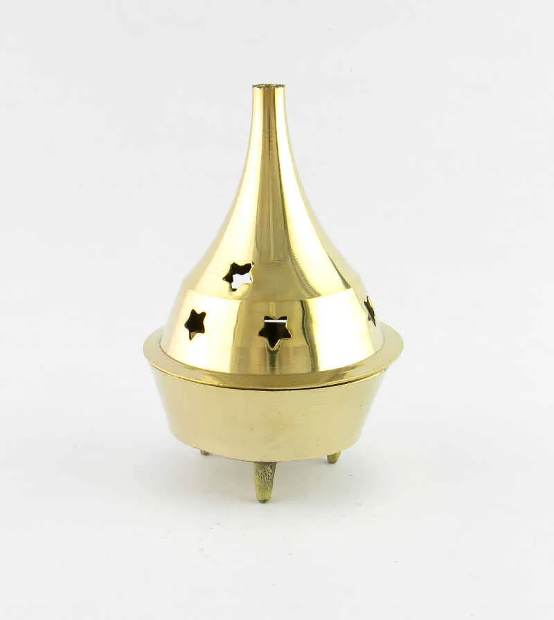 Brass Incense Cone Burner With Cut-Out Stars