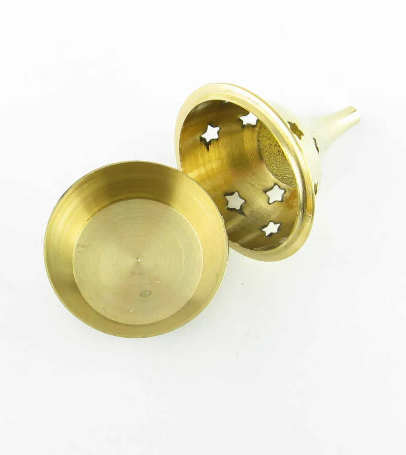 Brass Incense Cone Burner With Cut-Out Stars