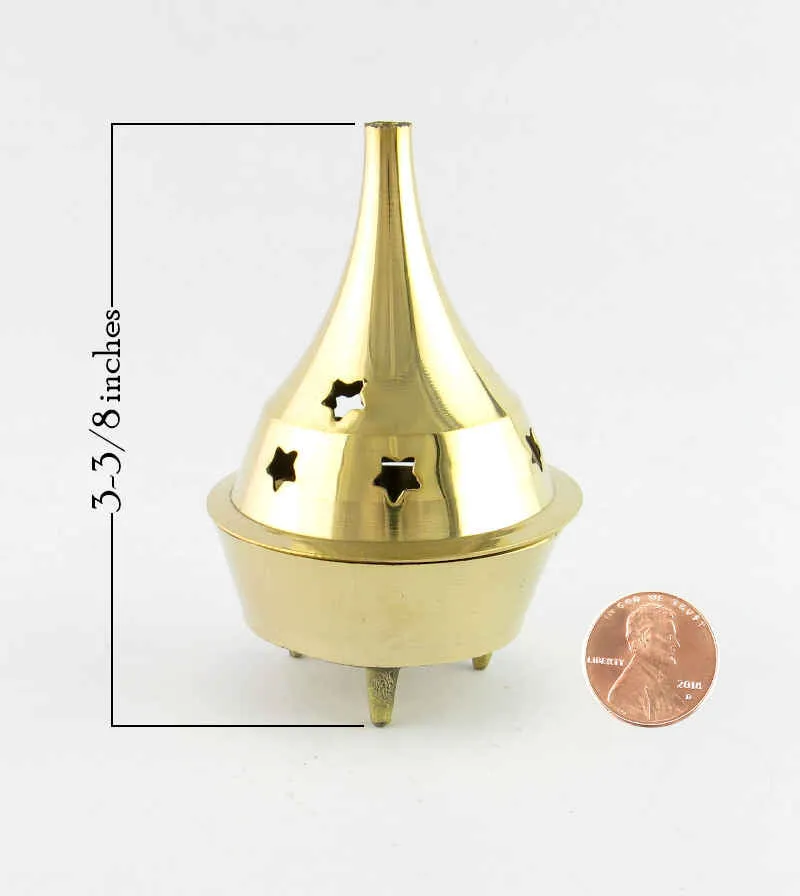 Brass Incense Cone Burner With Cut-Out Stars