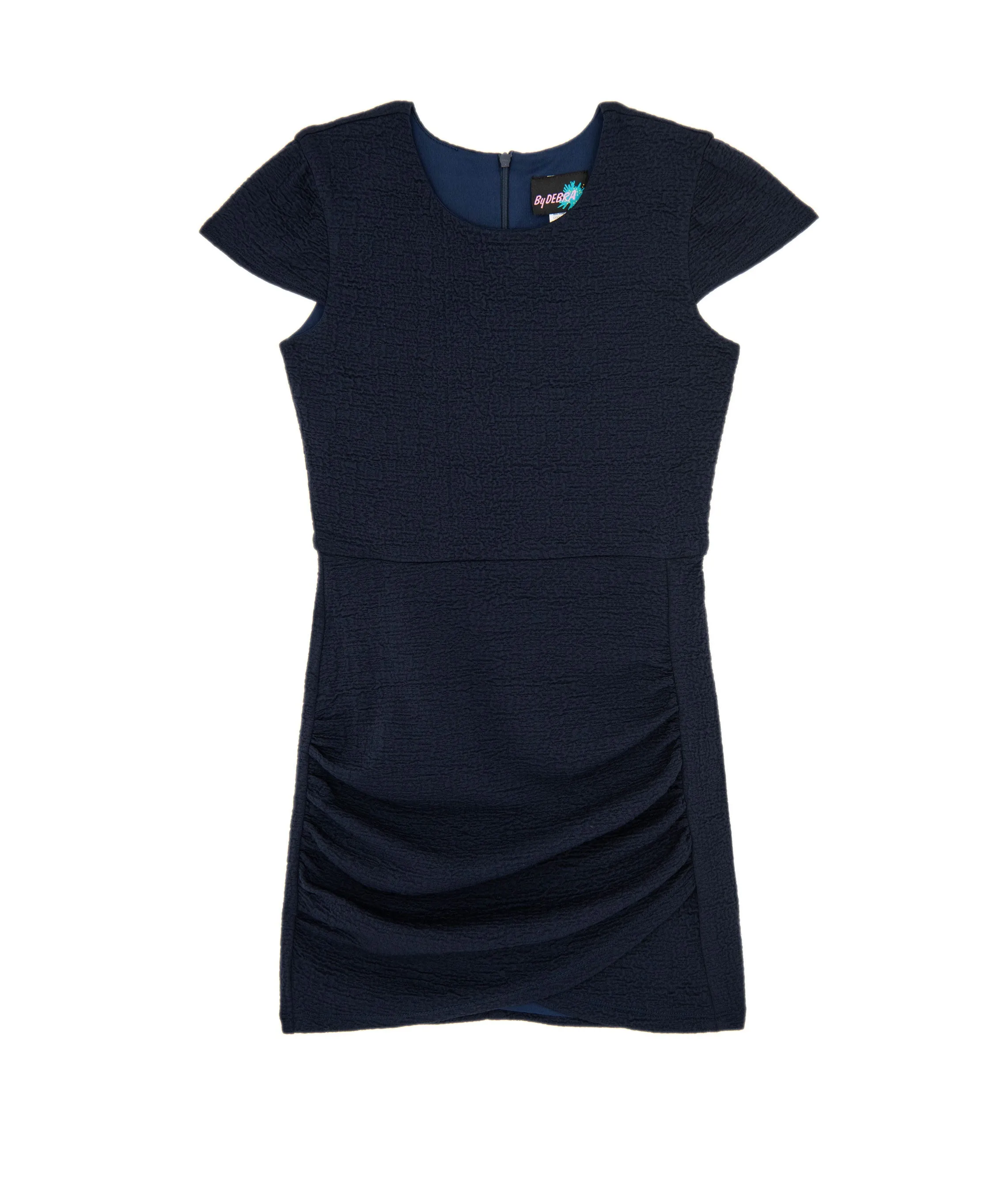 By Debra Girls Navy Ruched Cap Sleeve Dress