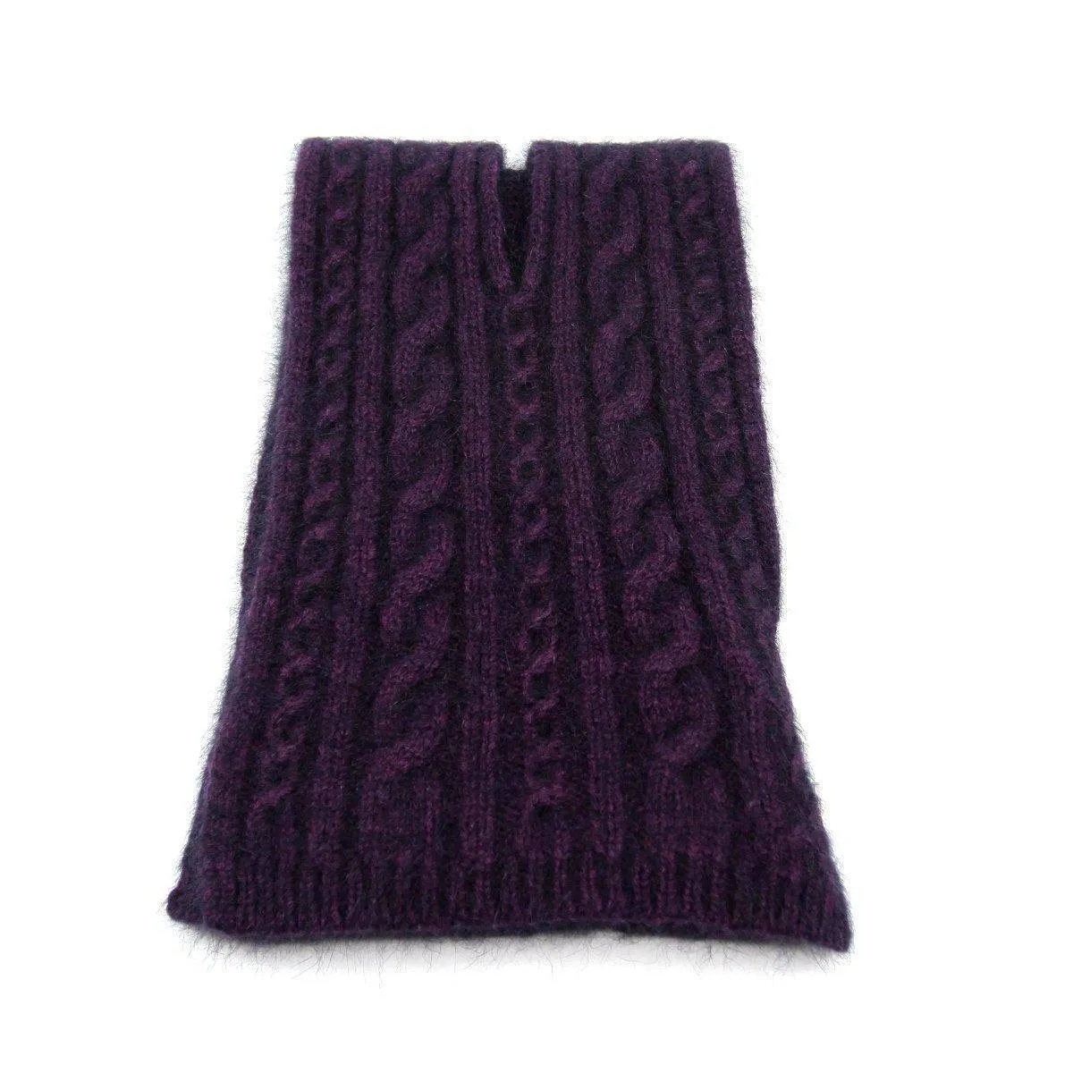 Cable Pattern Possum Merino Scarf - Grape