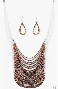 Catwalk Queen (Copper, Black, Silver) Paparazzi Seed Bead Necklace