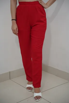 Cherry Red Rayon Kurti Pant