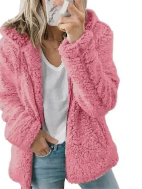 Chic & Modern Women's Sherpa Teddy Coat Zip-Up Hoodie for Daily Fall Wardrobe