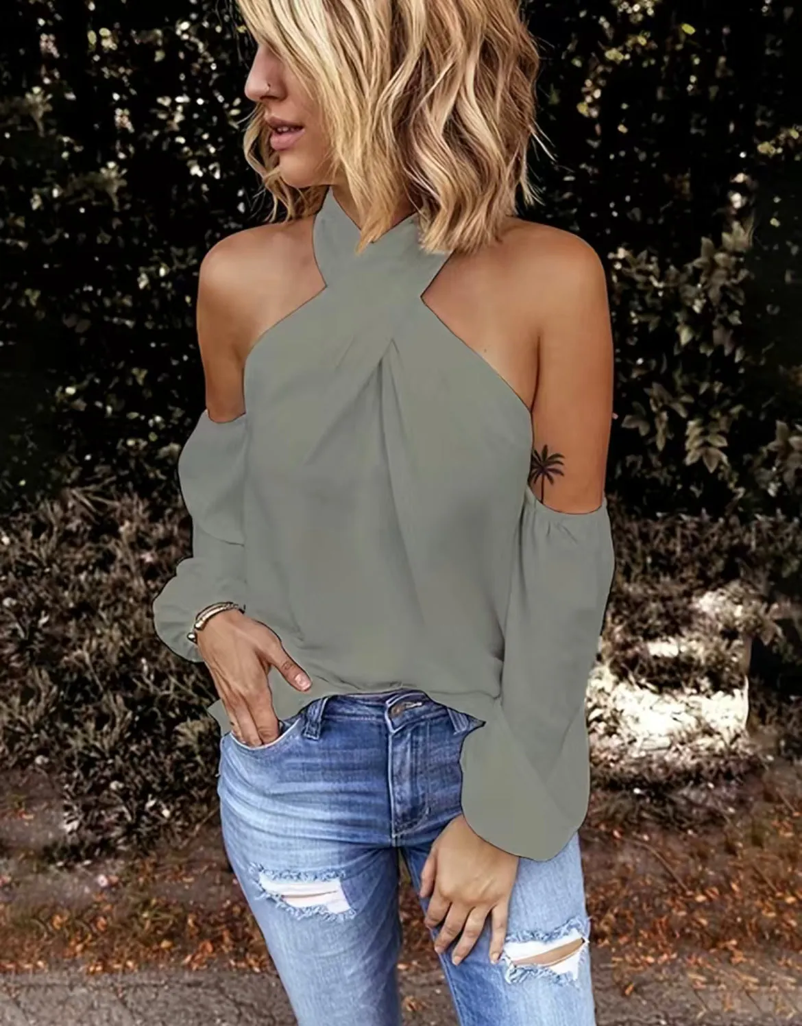 Chic Shoulder Halter Top