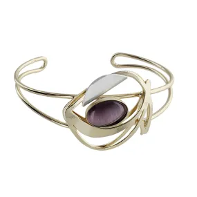 Christophe Poly Double Draping Gold Purple Cuff Bracelet