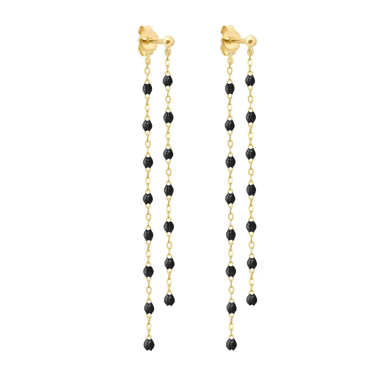 Classic Gigi dangling Black earrings, Yellow Gold