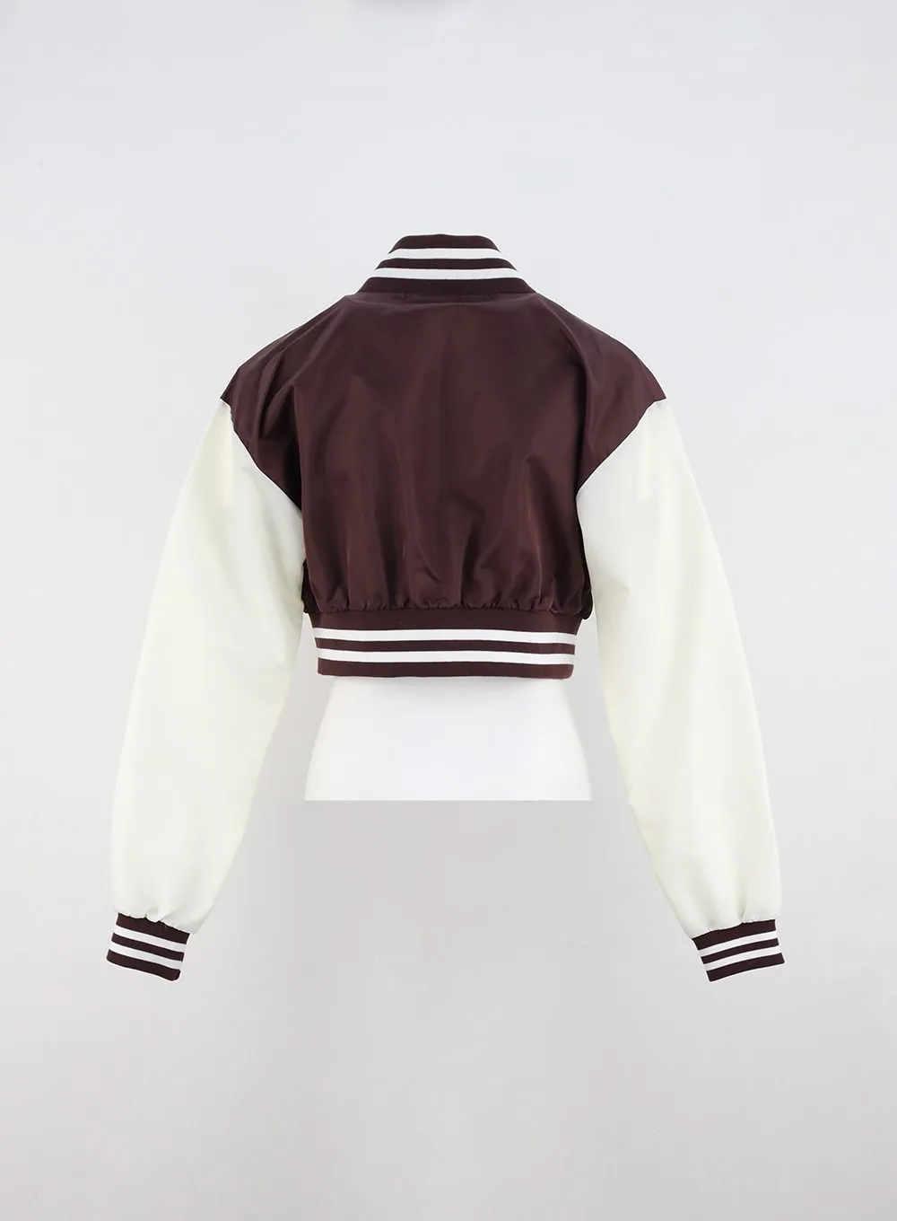 Color Block Crop Bomber Jacket IN322