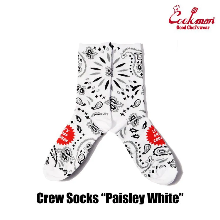 Cookman Crew Socks - Paisley : White