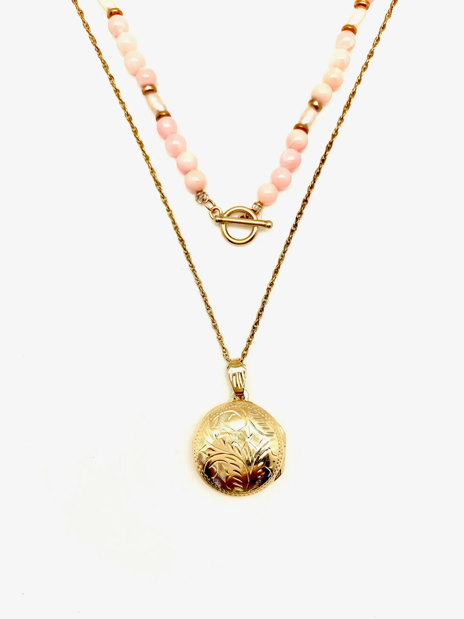 Coral Antique Locket Set