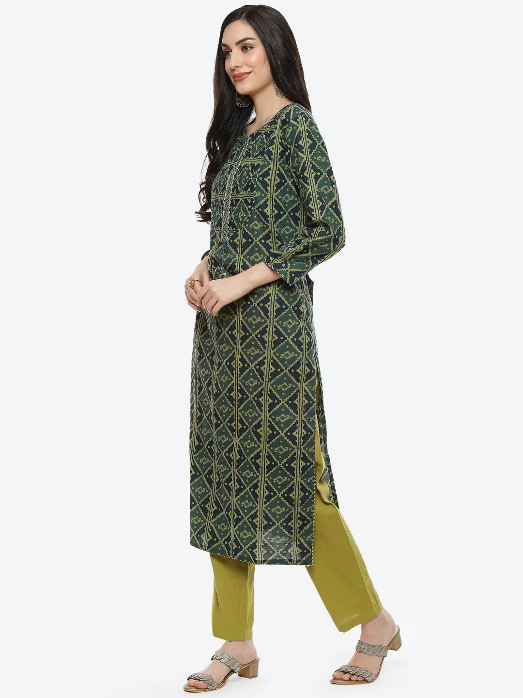 Cotton Printed Kurti Pant Set