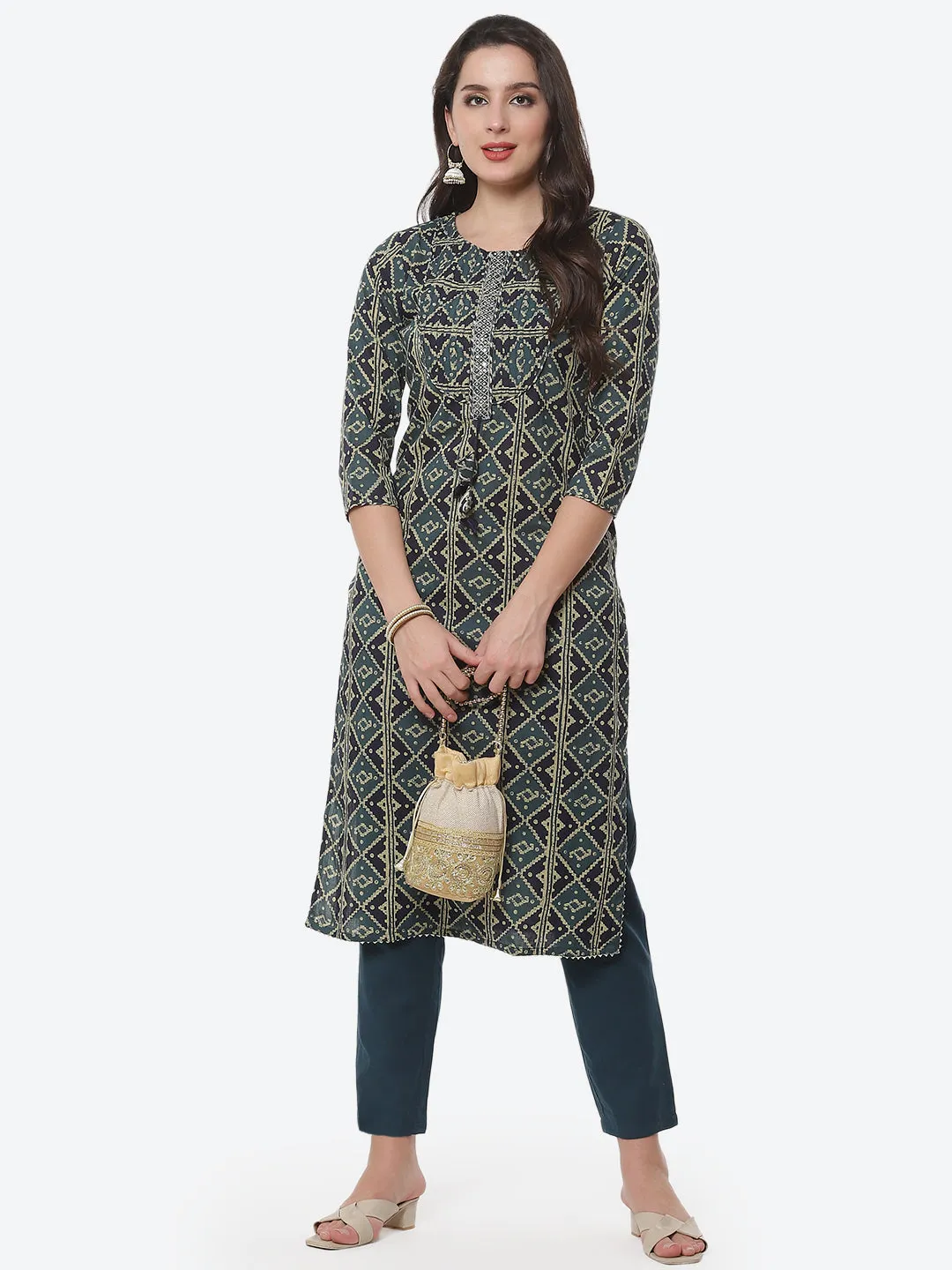 Cotton Printed Kurti Pant Set