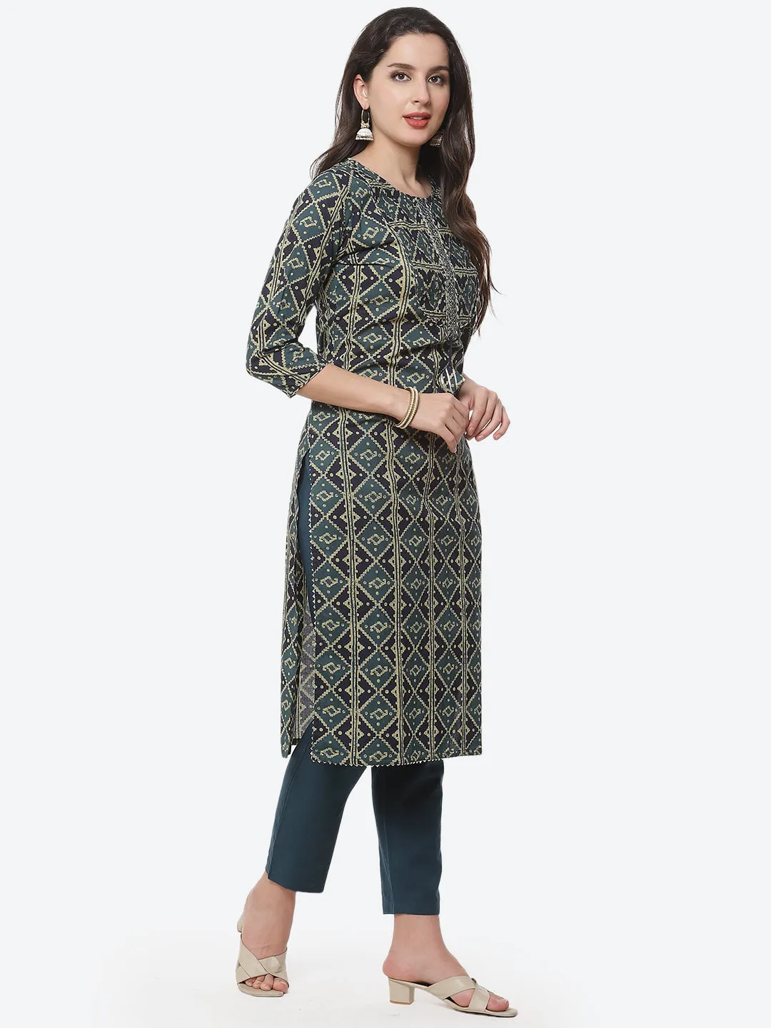 Cotton Printed Kurti Pant Set