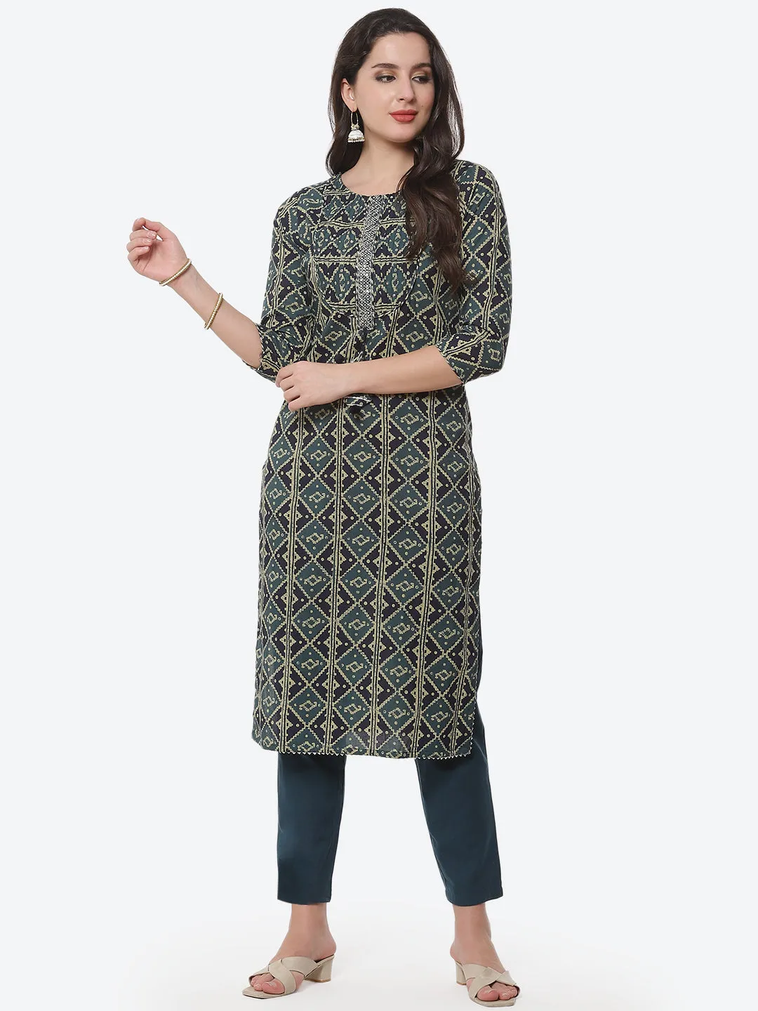 Cotton Printed Kurti Pant Set