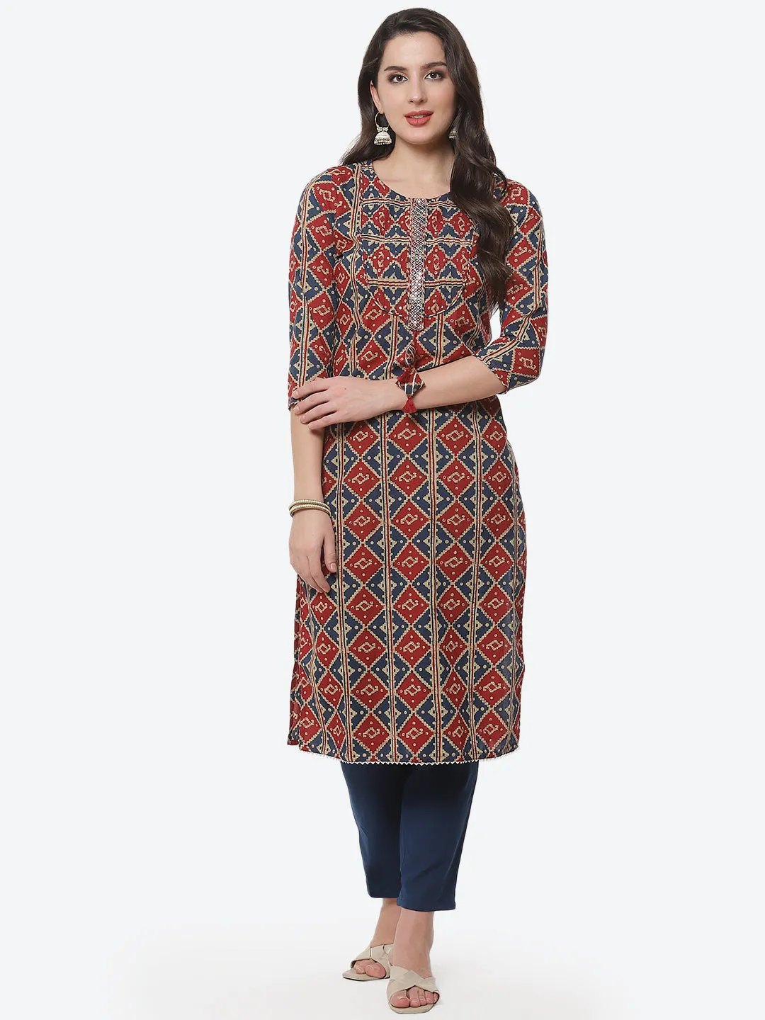 Cotton Printed Kurti Pant Set