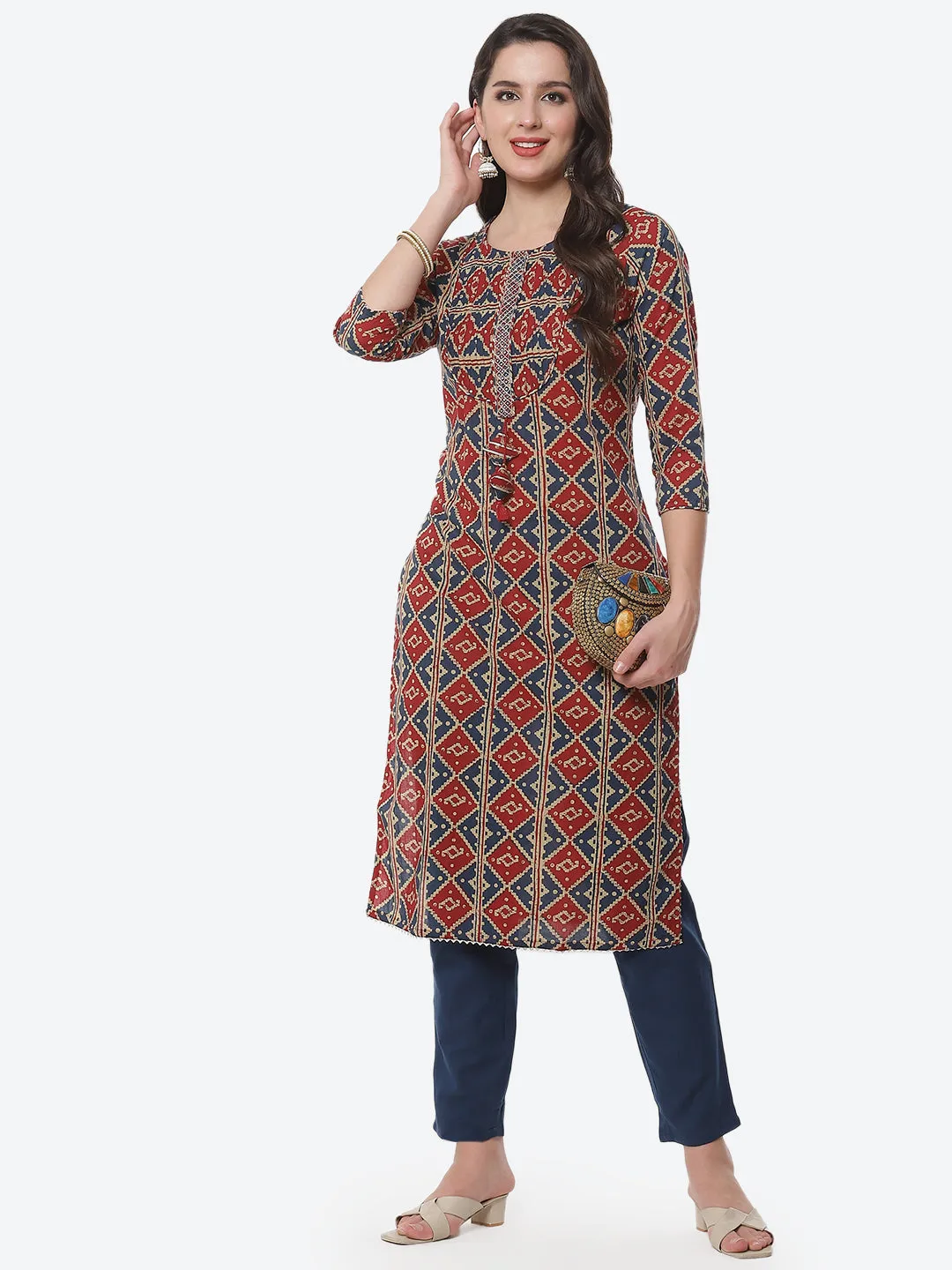 Cotton Printed Kurti Pant Set