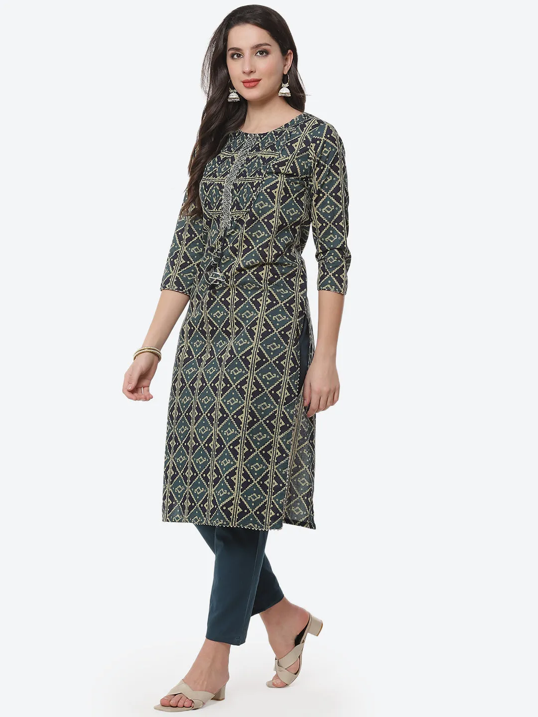 Cotton Printed Kurti Pant Set