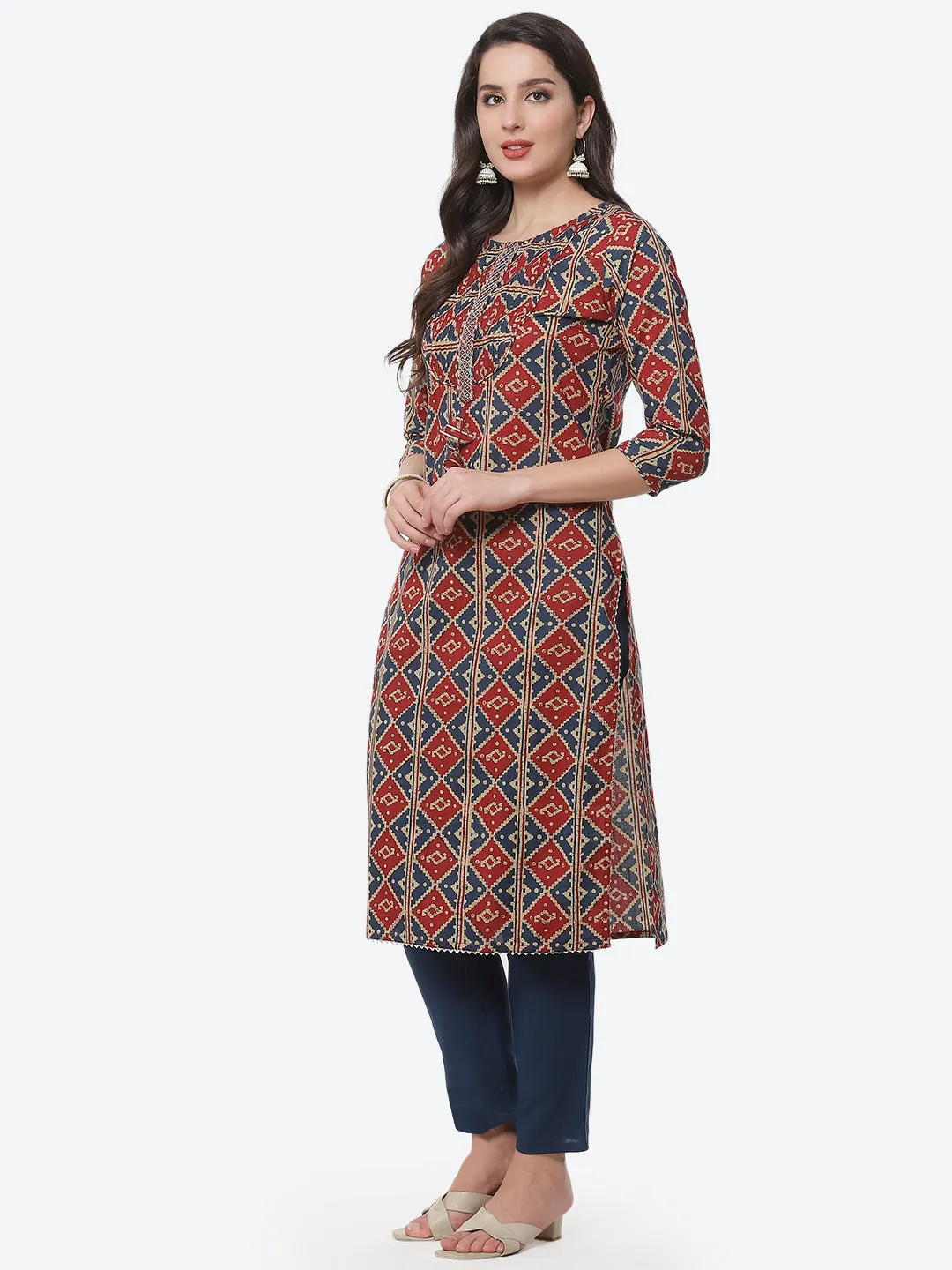 Cotton Printed Kurti Pant Set