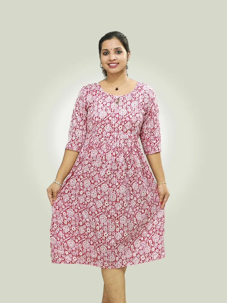 Cotton Printed Women's Feeding Nighty with Concealed Zipper - only 499/-