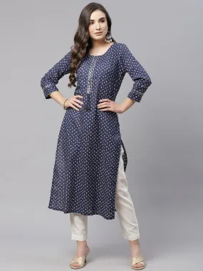 Divena Indigo Cotton Straight Kurti