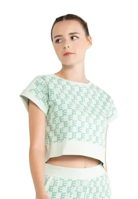 ELLE Active All-Over Logo Monogram Cropped Top