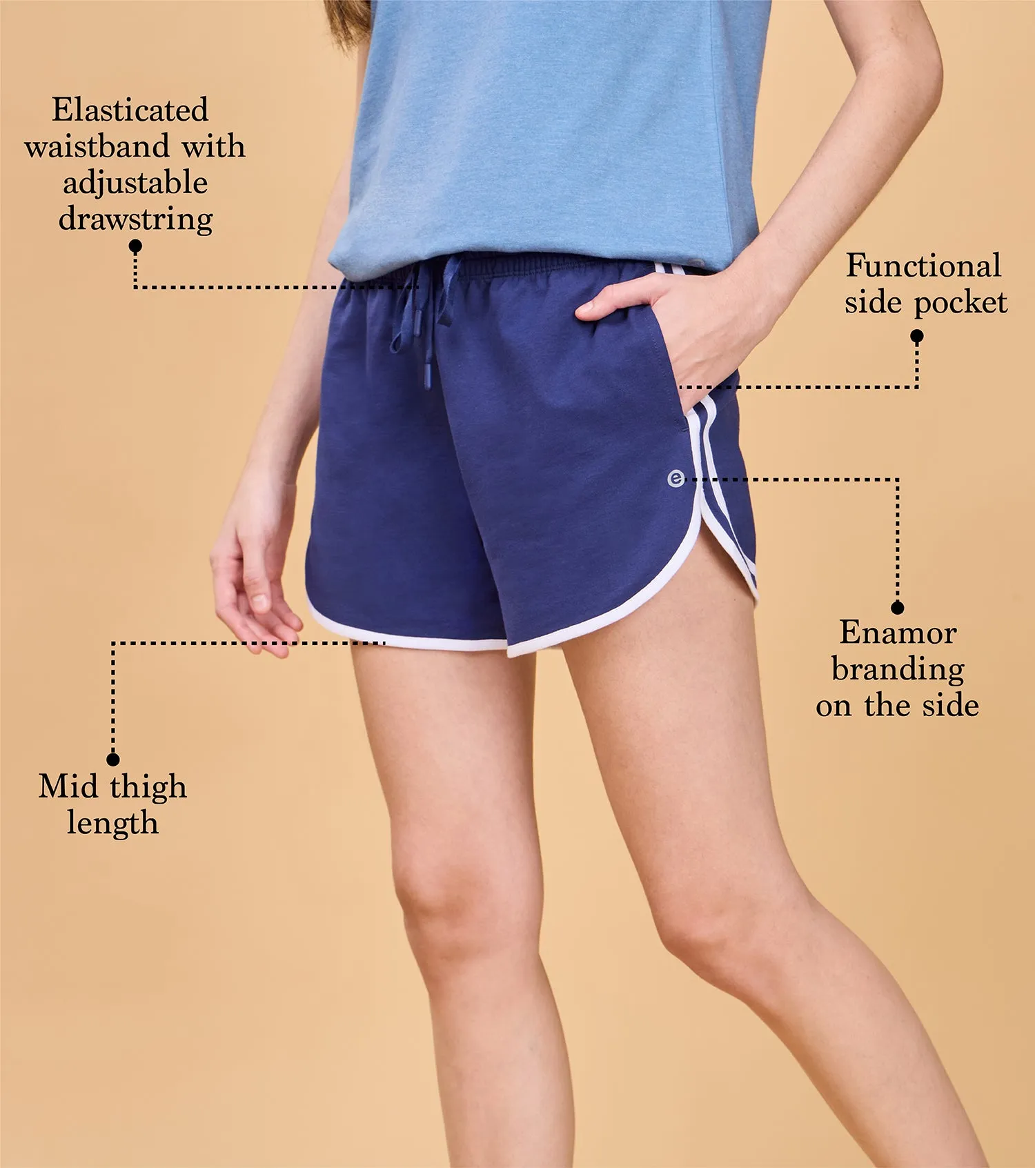 Enamor E702 Boxer Shorts - Cotton Terry Shorts with Contrast Binding for Stylish Comfort