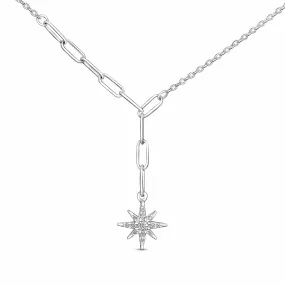 Falling Star Necklace Link Chain Silver Lariat Necklace