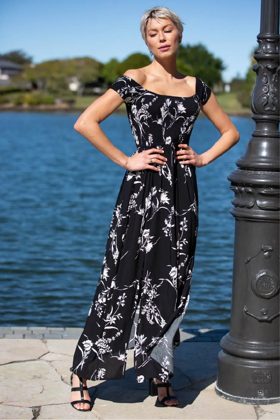 Fioralla Black Print Dress