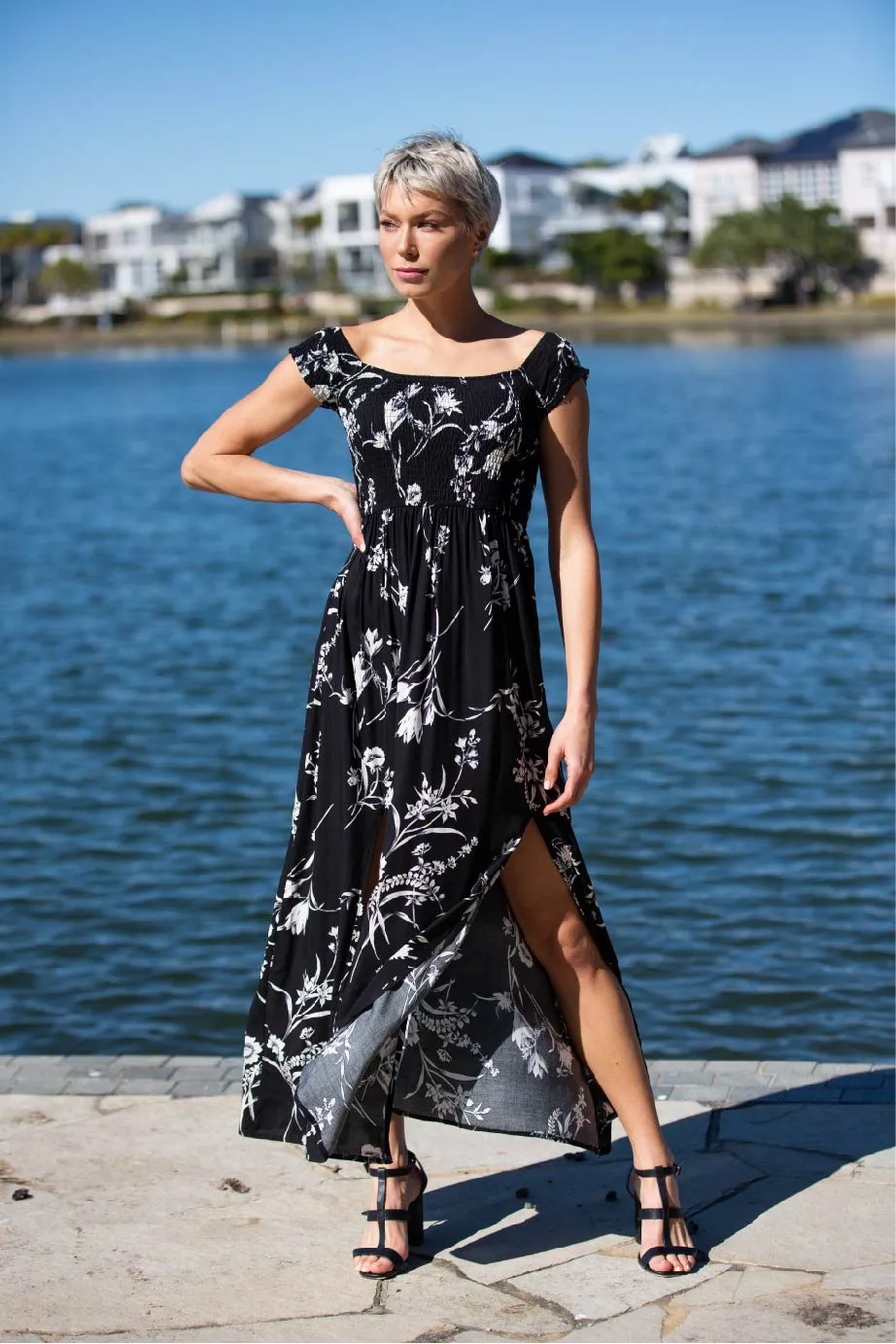 Fioralla Black Print Dress