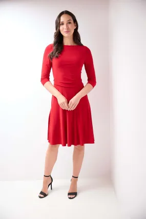 Flared Business Dress with 3/4 Sleeves