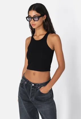 Gemini Rib Cropped Tank / Black