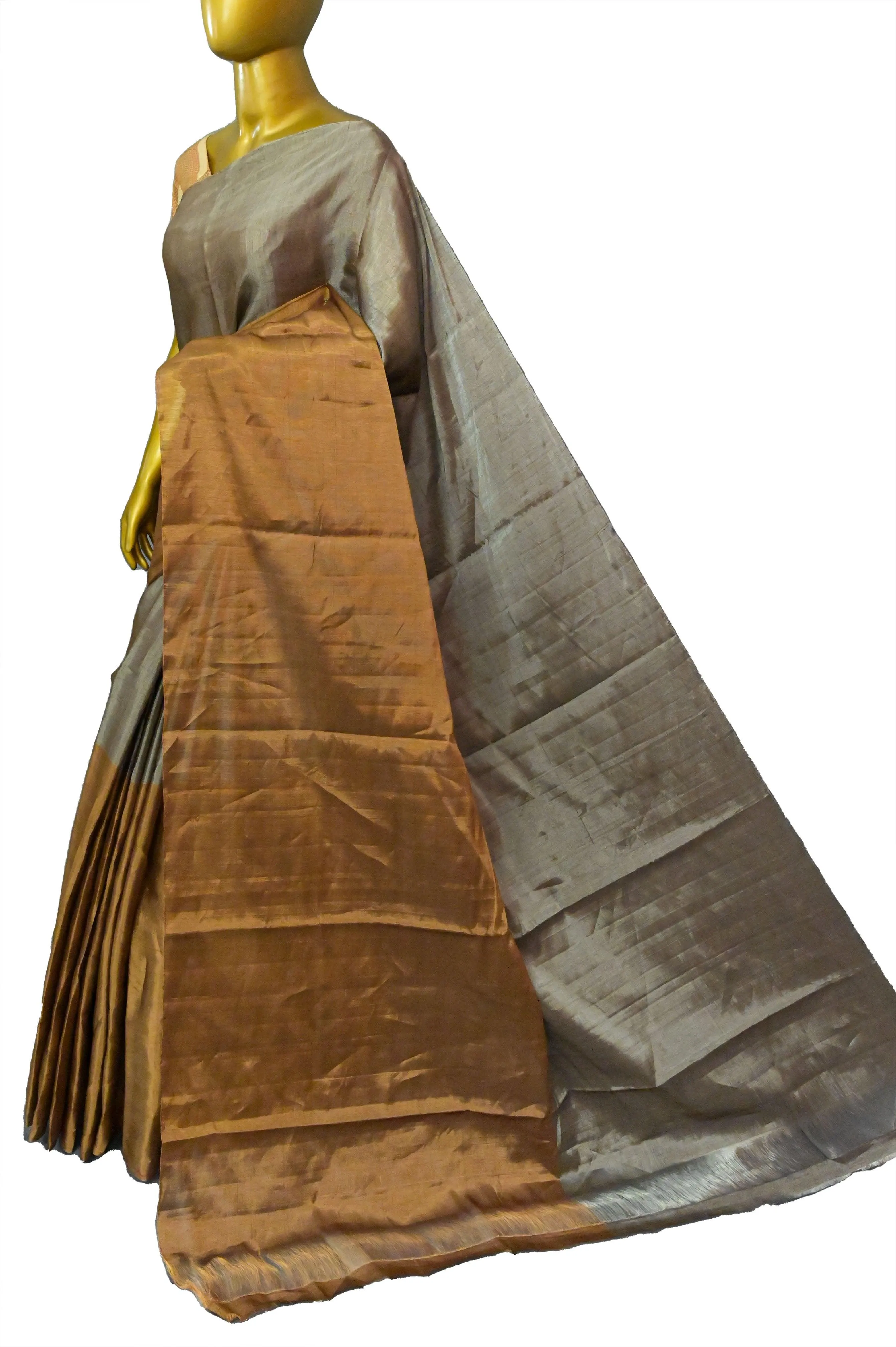 Golden and Silver Color Chanderi Tissue Silk Saree