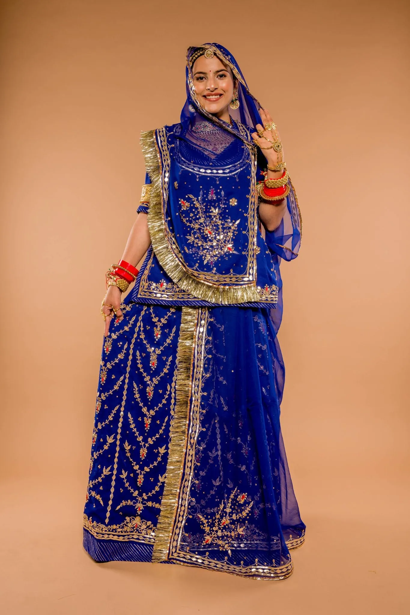 Gota Patti Kundan Blue Rajputi Poshak