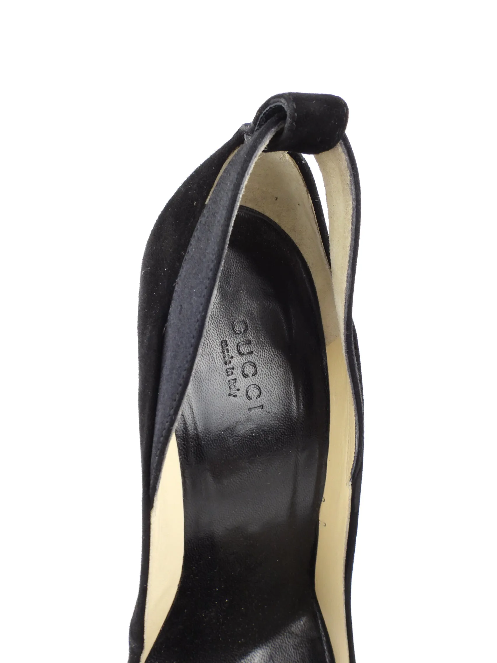 Gucci Black Suede and Satin Stiletto Heel Pumps - 8