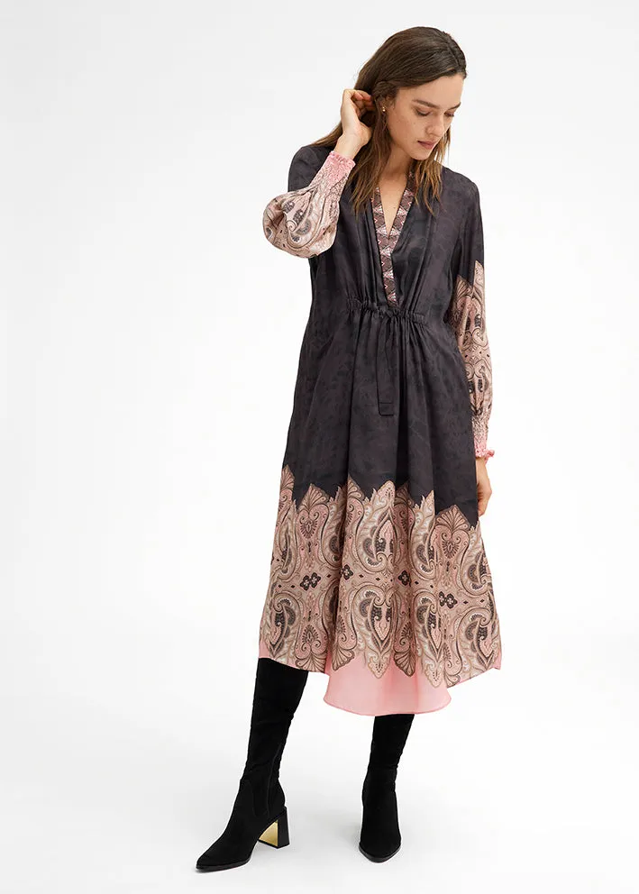 Gustav Hali midi  dress 51507 Kjole - Mulch with Rose Paisley