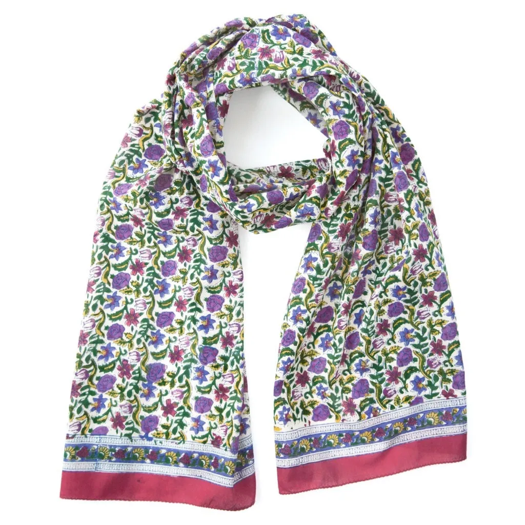 Hand Block Printed Scarf - Summer Wildflowers