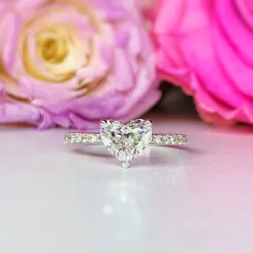 Heart Shape Lab Grown Side Stone Diamond Engagement Ring - LGR008