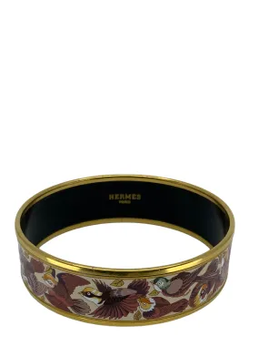 Hermes Birds Printed Enamel Wide Bracelet 70