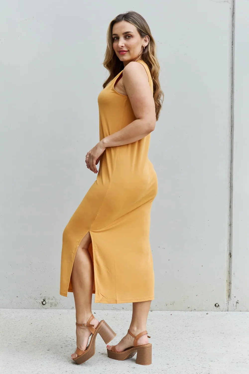 HYFVE Citrus Summer Sleeveless Midi Dress