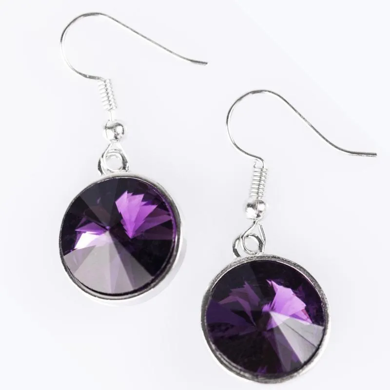 I Want to Be a Millionaire Purple Gem Earrings