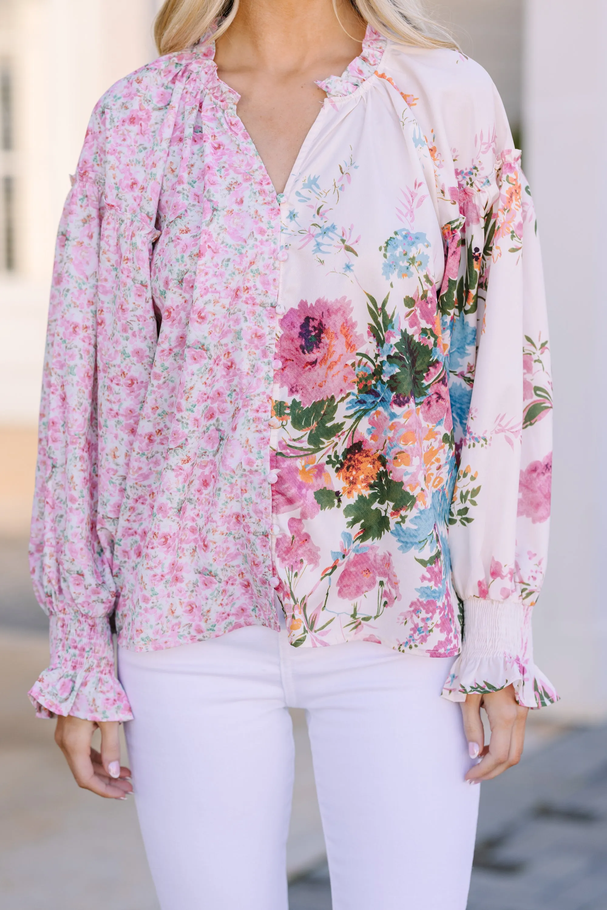 In Full Support Pink Floral Blouse