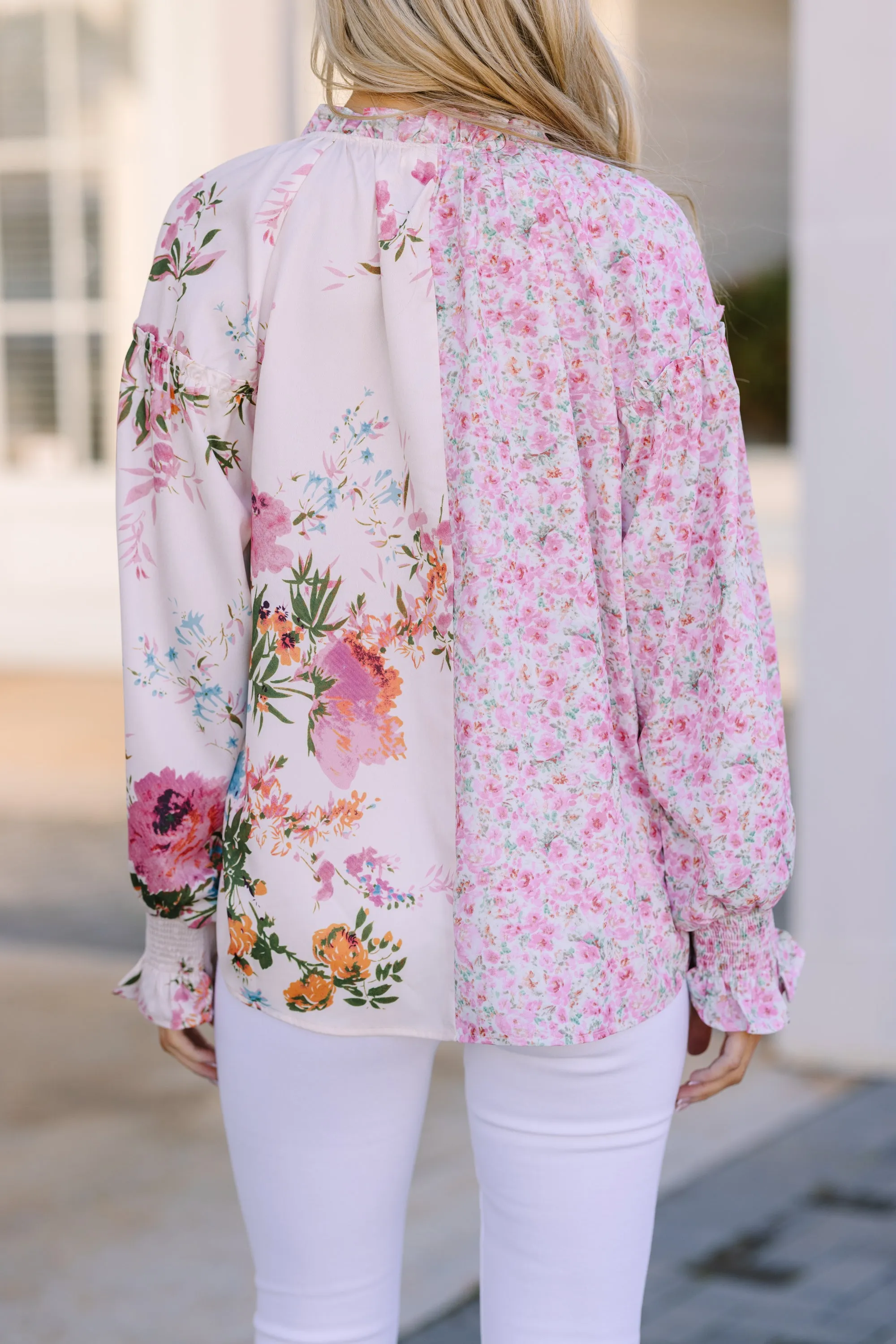 In Full Support Pink Floral Blouse