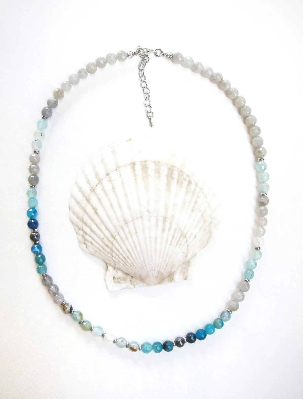 Intuition and Gratitude - Lapis Lazuli and Apatite Delicate Necklace