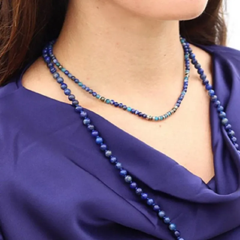 Intuition and Gratitude - Lapis Lazuli and Apatite Delicate Necklace