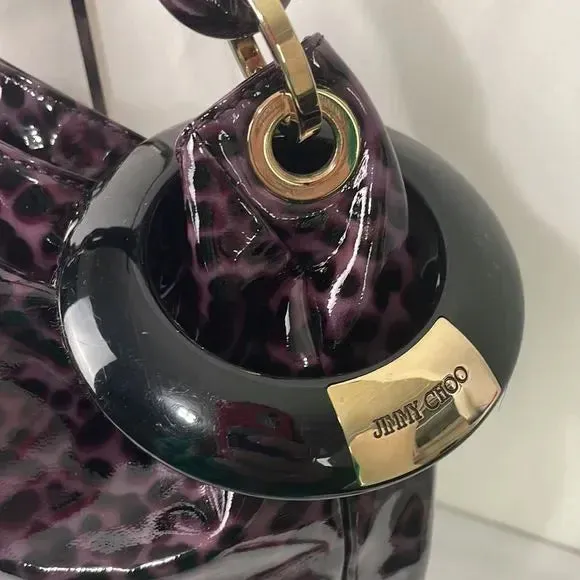 Jimmy Choo Purple Animal Print Patent Bag